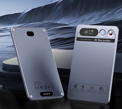 AI Voice Recorder Card with Transcription