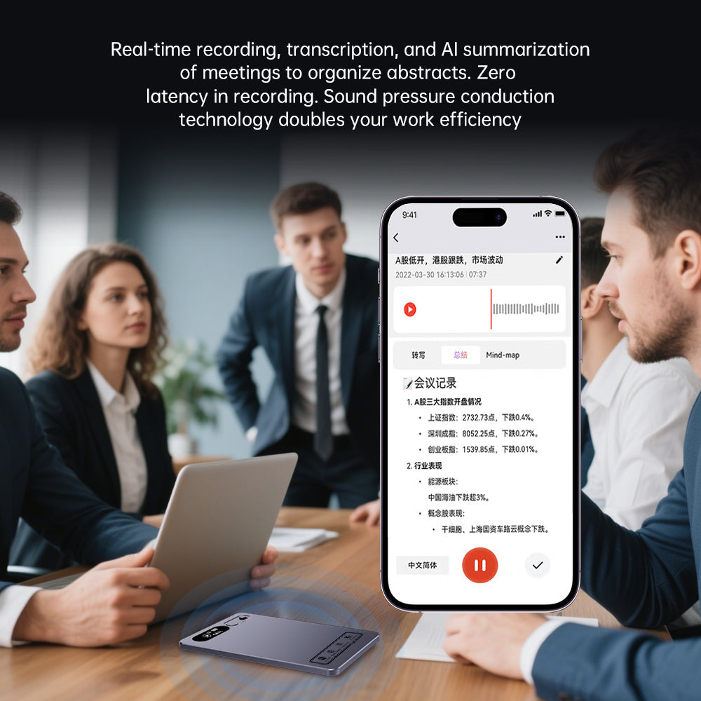 AI Voice Recorder Card with Transcription